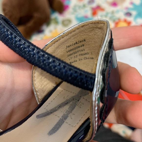 Janie and Jack dress flats in navy and silver - Picture 5 of 5